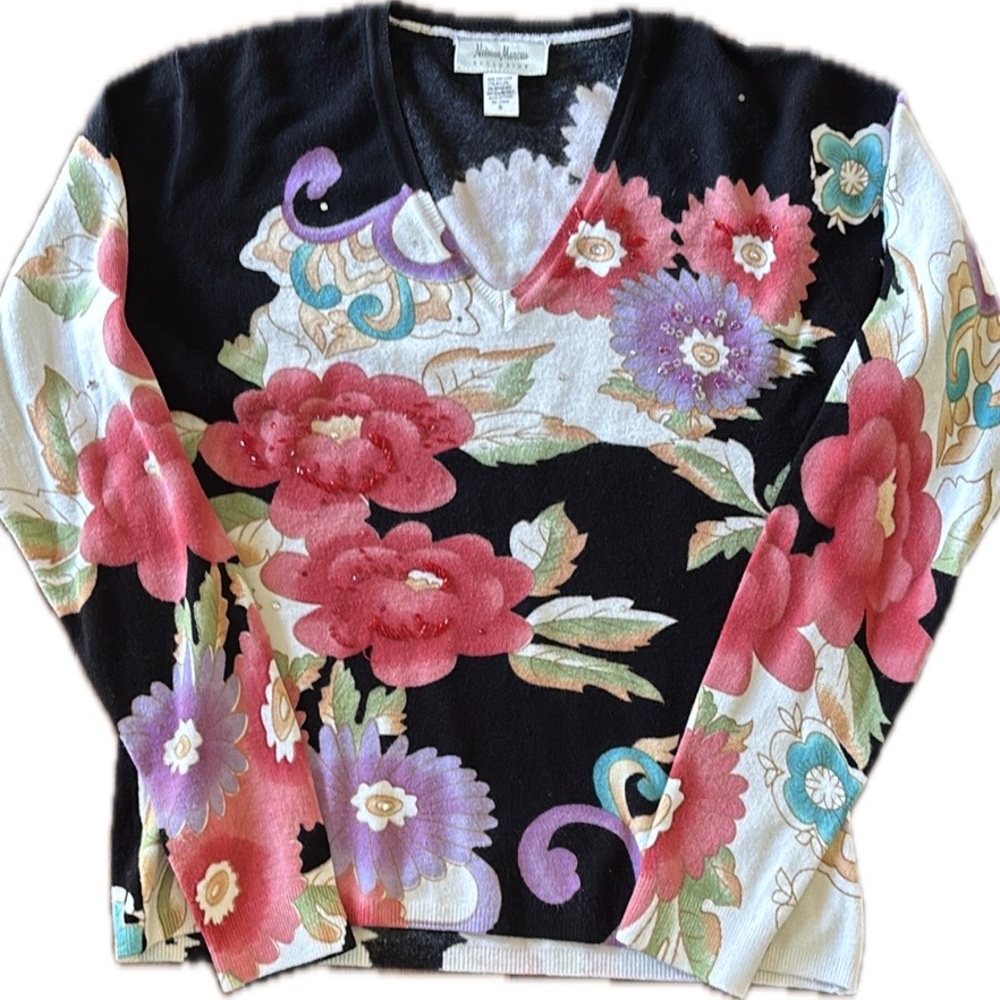 Neiman Marcus Exclusive | floral beaded Sweater